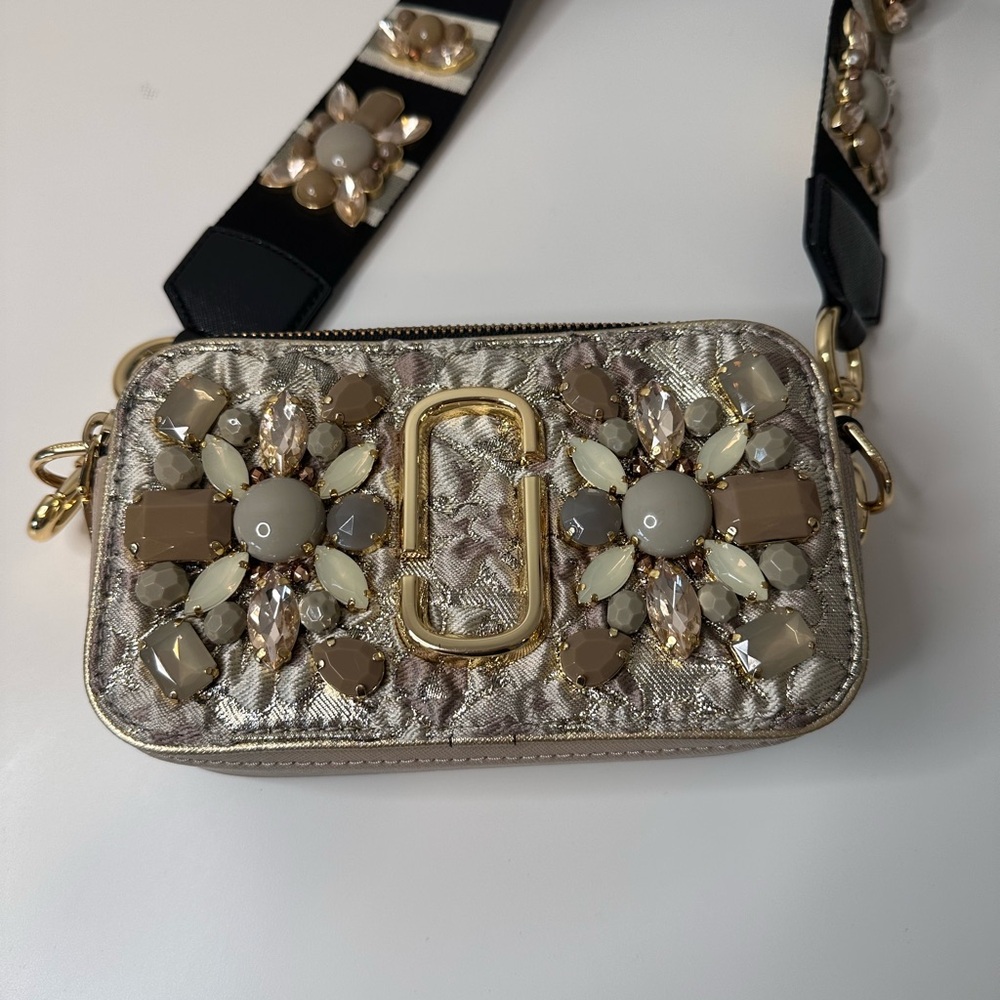 Marc Jacob Snapshot Floral Brocade Camera Bag in beige
